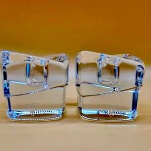 Set of Orrefors Sweden By Erika Lagerbielke Crystal Candle Holders